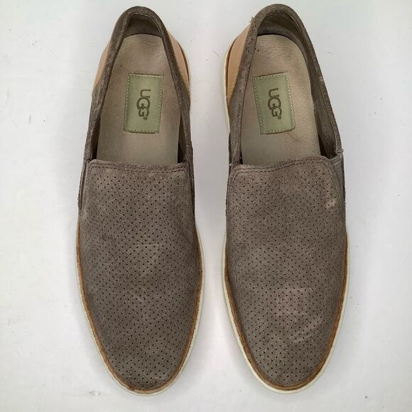 UGG Australia Gray Suede Leather Slip On Boat Sneakers Women Shoes Sz 8 - Picture 7 of 9